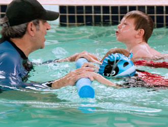 Children learning to take a breath at Shapland Swim Schools